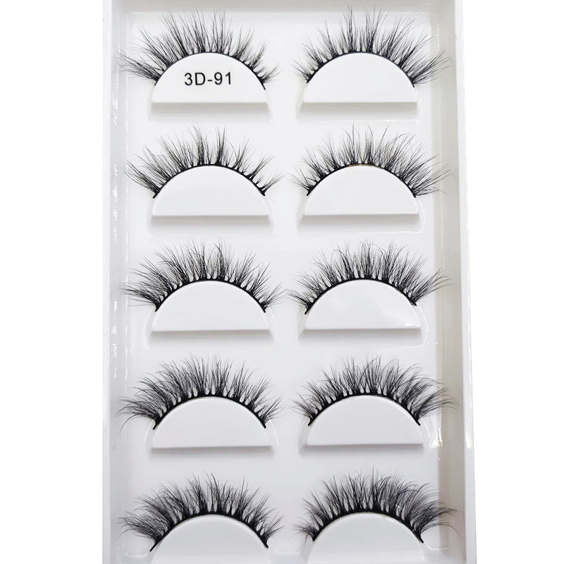 New 5 Pairs Natural 3D False Eyelashes Makeup Mink Eyelash Fake Eye Lashes Faux Cils Make Up Beauty Maquillaje Tools H13 Cat