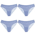 TrowBridge 4PCS Women's Panties Sweet Lace Underwear Sexy Lingerie Soft Silk Satin Female Briefs Hollow Out Mesh Cozy Underpants
