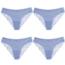 TrowBridge 4PCS Women's Panties Sweet Lace Underwear Sexy Lingerie Soft Silk Satin Female Briefs Hollow Out Mesh Cozy Underpants