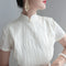High-end Short Sleeved Cheongsam Dress Elegant Fashion Summer New Exquisite Jacquard White Temperament Celebrity Stand Collar