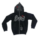 Fashion Mens Streetwear Hot Drilling Cross Hoodies Vintage Oodie Black Skeleton Hoodie Oversized Full Zip Hooded Sweatshirt