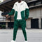 2025 Men's new fashion trend hooded zipper double pocket patchwork color jacket Business casual sports suit