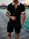 2025 Trend Men Streetwear Fashion Half Zip Polo Shirts+shorts 2 PCS Sets Men's 3D Digital Print Casual Suit New Male Tracksuits
