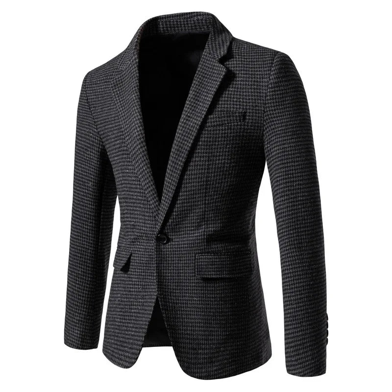 Autumn and Winter New Men's Fashion Casual Men's Suit Plaid Small Blazer Jacket