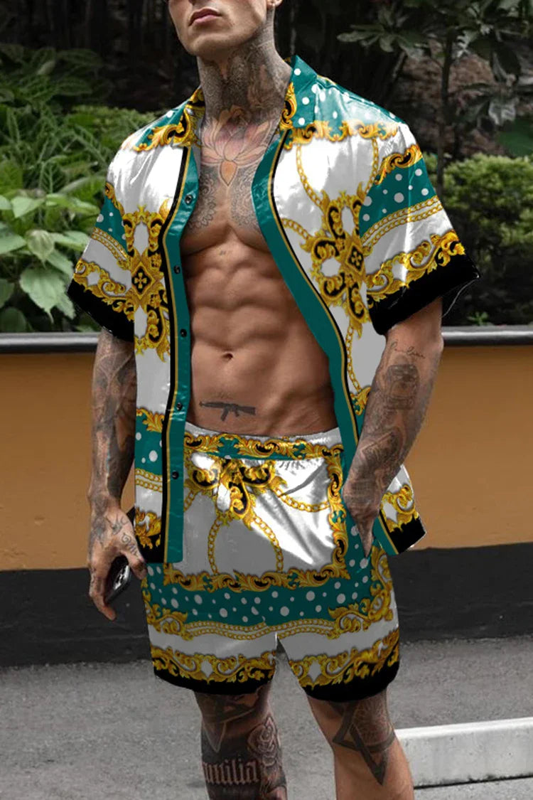 Hot Hawaiian Set Mens Printing Set Short Sleeve Summer Casual Floral Shirt Beach Two Piece Suit 2022 New Fashion Men Sets