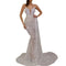 New Women's Clothing Europe America Foreign Trade Sexy V-Neck Silver-Color Long Dress Ebay Amazon Cross-Border Style