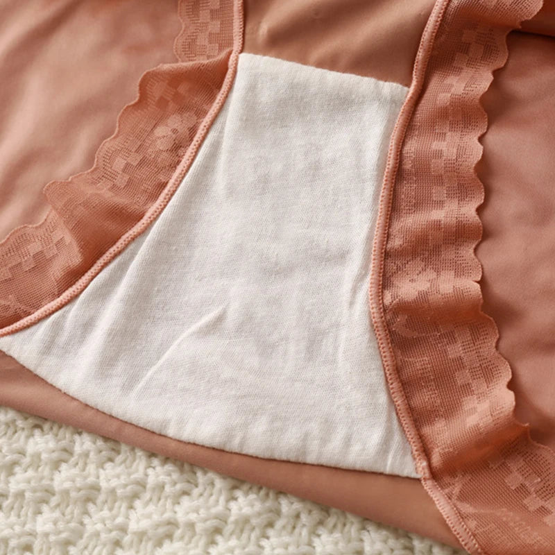 Plus Size Satin Panties Women's New Sexy High Quality Satin Transparent Mesh Women Underwear No Trace Big Briefs Large Sizes