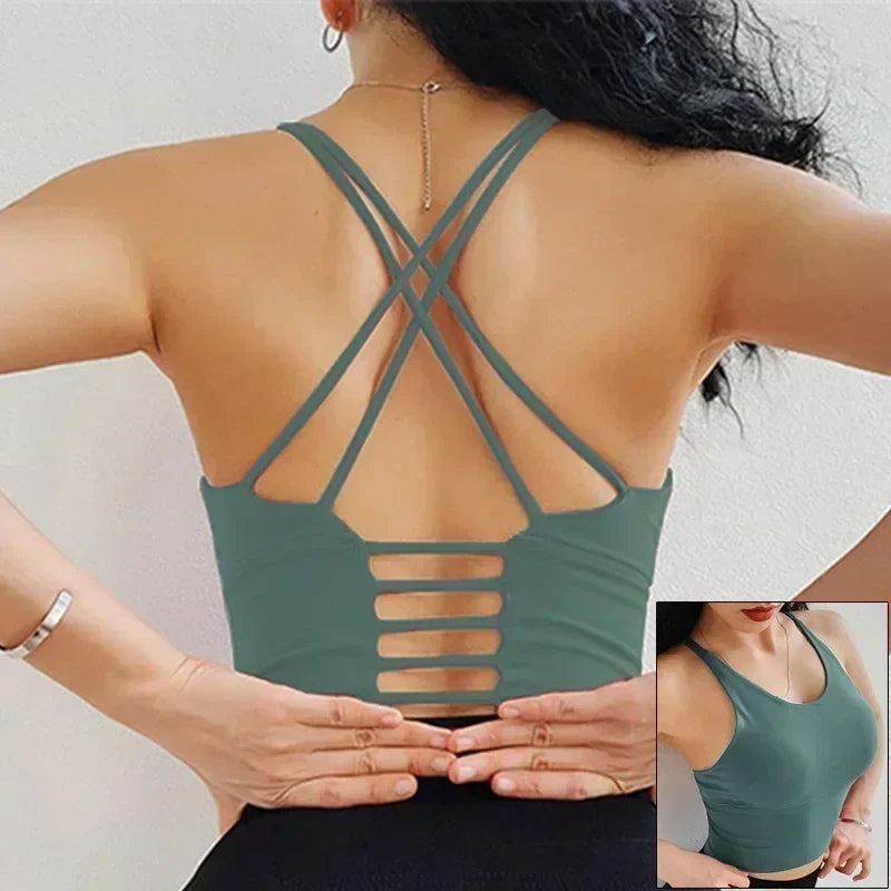 Cloud Hide Sexy Back Sports Bra Women Yoga Crop Top Home Fitness Workout Underwear Dancing Vest Plus Size Running Cycling Shirt
