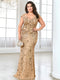 XUIBOL Plus Size  Elegant Sequin Evening Dress Long 2024 Women Mermaid Formal Deep V-neck Prom Luxury Wedding Party Dresses