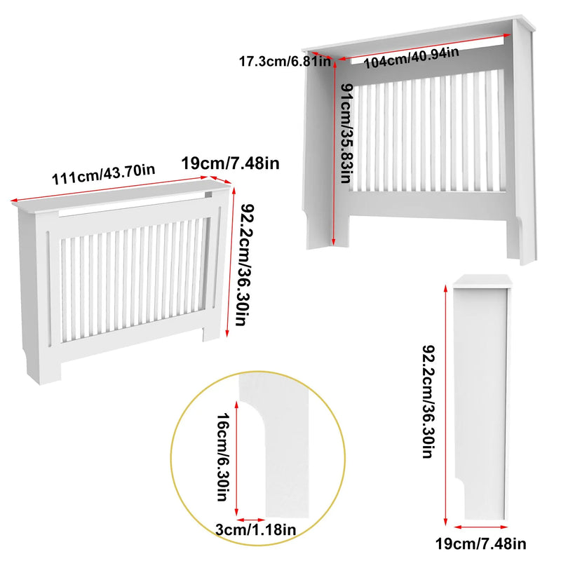 S M L XL Extra Tall 92CM Radiator Cover MDF Cabinet Grill Shelf Fence Panel Barrier