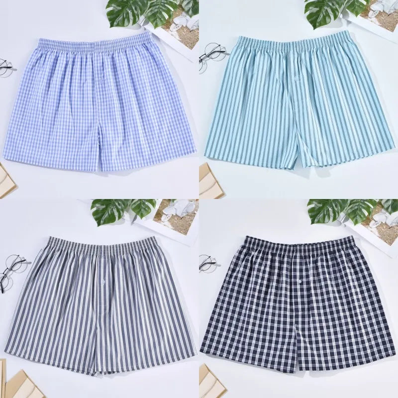 3-4Pcs Cotton Mens Boxers Shorts Loose Sleep Underpants High Quality Printed Casual Panties Comfortable Homewear Men Underwear