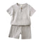 2-8 Years Children Casual Suit Kids Muslin T Shirt Shorts Pajamas Boy Girl Green White Tops Bottoms Summer 2 Pcs Clothing Set