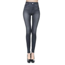 2023 Women's Spring and Summer Tight Imitation Jeans, Smart Slim Fashion, Large Tight Pants, False Pocket Women's Fitness Pants
