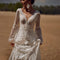 Bohemia Vintage Wedding Dresses For Women 2024 V-Neck Backless Bridal Gowns Flare Sleeves Lace Robe Vestidos De Novia Customized