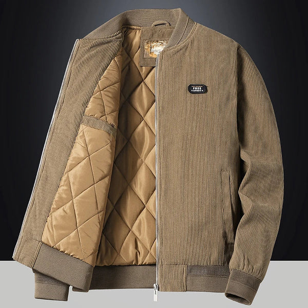 Men's Fashion Casual Warm Corduroy Outwear Men's Thick Cotton Jacket Coat Large Size New Autumn Winter Stand Collar Slim Jacket