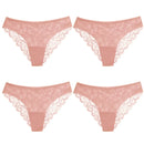 TrowBridge 4PCS Women's Panties Sweet Lace Underwear Sexy Lingerie Soft Silk Satin Female Briefs Hollow Out Mesh Cozy Underpants
