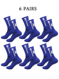 6 pairs of football socks, men's and women's mid length anti slip training socks, thickened professional sports socks