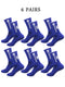 6 pairs of football socks, men's and women's mid length anti slip training socks, thickened professional sports socks