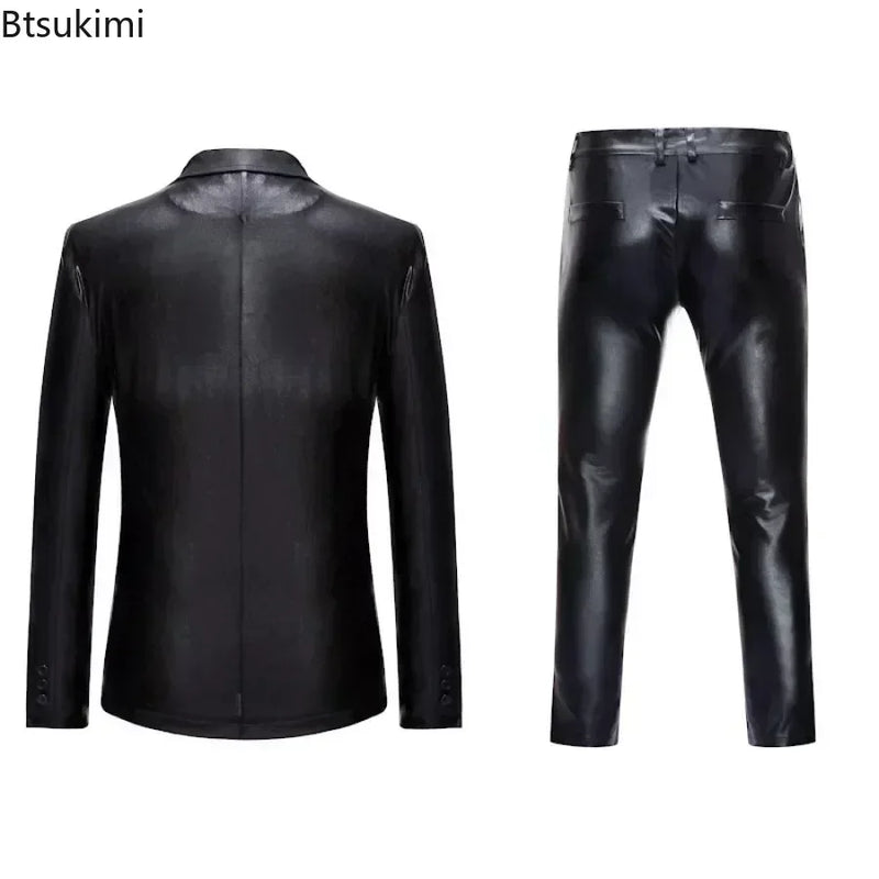 Men's Suit Sets Chic Shiny Gold 2 Pieces Suits Blazer+Pants Sets Stage Perform Clothes Party Nightclub Dancer Costume Sets Men