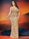 XUIBOL Plus Size  Elegant Sequin Evening Dress Long 2024 Women Mermaid Formal Deep V-neck Prom Luxury Wedding Party Dresses