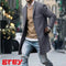 2023 Autumn/Winter New Solid Color Men's Mid length Woolen Coat Slim Fit Large Single breasted Windbreaker