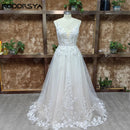 RODDRSYA Spaghetti Straps Glitter Wedding Dress Women V-Neck Applique Backless Boho Vestidos De Novia Sweep Train Customized