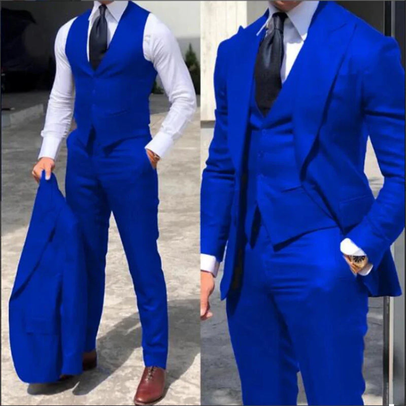Elegant Wedding Tuxedos Suits 3 Pieces Slim Fit Bridegroom For Men Groomsmen Suit Male Cheap Formal Business (Jacket+Vest+Pants)