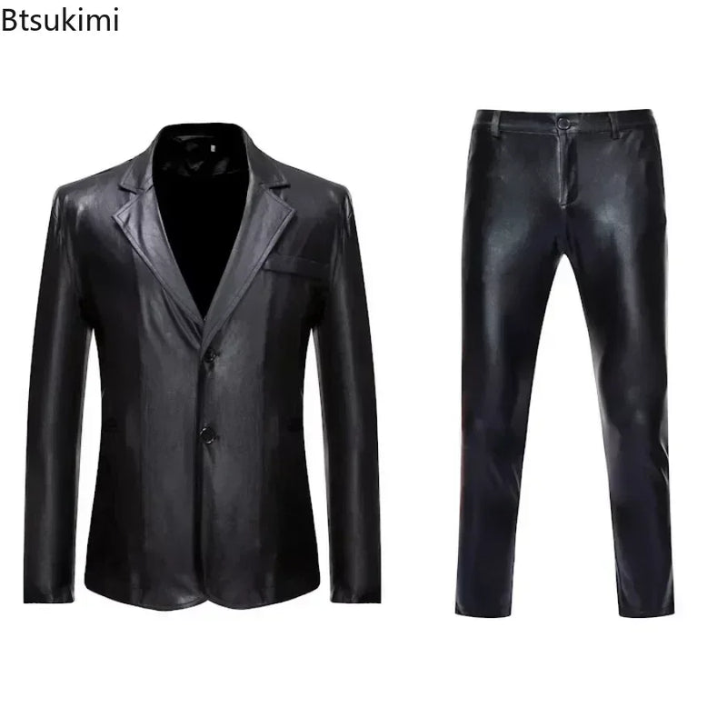Men's Suit Sets Chic Shiny Gold 2 Pieces Suits Blazer+Pants Sets Stage Perform Clothes Party Nightclub Dancer Costume Sets Men