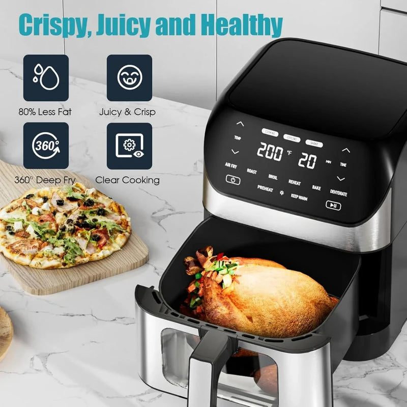 Air Fryer 6.2 QT Large Capacity Oilless Hot Air Fryers Oven 1500W Healthy Cooker with 10 Presets, Digital LCD Touch Screen
