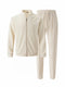 2025 new spring and autumn men stand collar solid color baseball casual Waffle full pants two men's suit men's wear