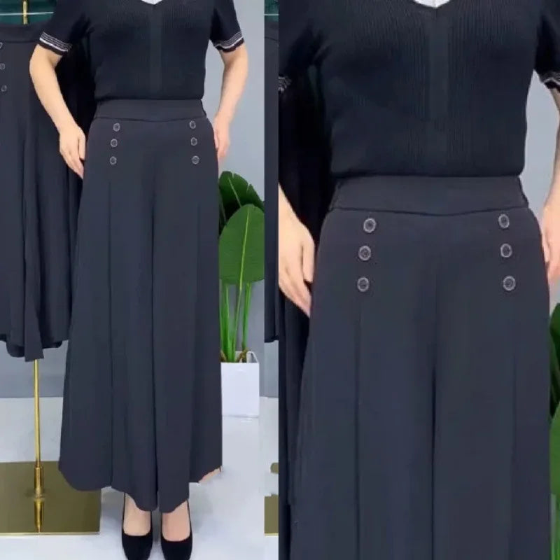 Elegant High-End Southeast Asian Cross-Border Thin Skirt Women's Loose-Fit Medium-Age Mother Bell Bottoms Anti-Wrinkle