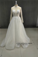 LORIE Long Sleeve Wedding Dresses A Line Sweatheart Neck Bridal Dress Appliqued Lace Wedding Gowns 2023 Customized