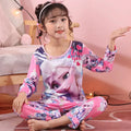 New Girls Unicorn Milk Silk Pajamas Summer Long Sleeve Children's Clothing Sleepwear Pyjamas Sets For Kids