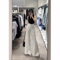 High-Waisted Wide-Leg Jeans White 2024 Summer New Style Women's Loose-Fit Slimming Draped Trailer Pants Fashionable Casual Wear