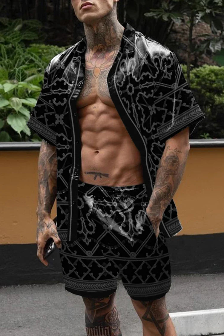 Hot Hawaiian Set Mens Printing Set Short Sleeve Summer Casual Floral Shirt Beach Two Piece Suit 2022 New Fashion Men Sets