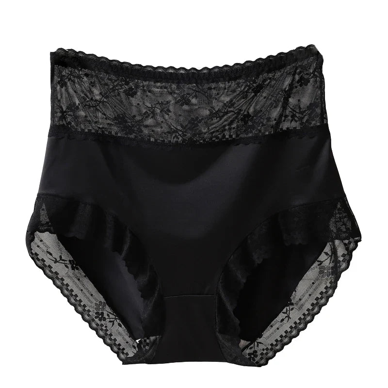 Plus Size Satin Panties Women's New Sexy High Quality Satin Transparent Mesh Women Underwear No Trace Big Briefs Large Sizes