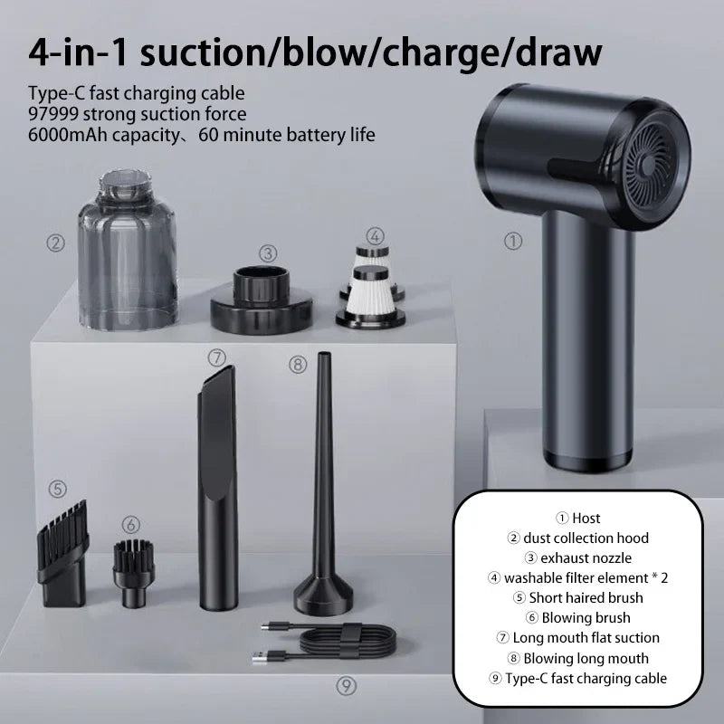 Xiaomi MIJIA 2990000pa 4 in 1 Car Vacuum Cleaner Powerful Handheld Clean Machine Wireless Portable Vacuum Clean Home Appliance
