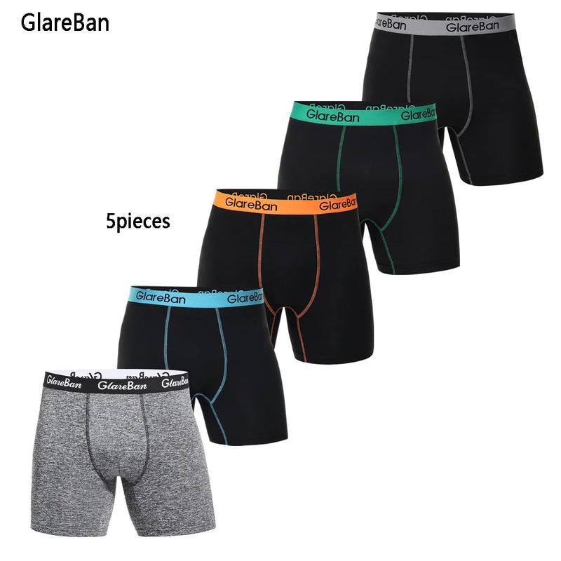 5pcs Pack Mid-Long Boxer Shorts Brand Briefs Style Men Panties Underwear Male And Underpants For Homme Luxury Set Box Slips