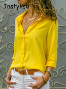 Casual Long Sleeve Solid Shirt Luxury Women's Blouses Elegant Korean Clothing Oversized Chiffon Tops Streetwear Loose Tunis