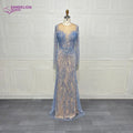 Elegant Long Sleeve Evening Dress for Women 2025 O-Neck Mermaid Wedding Party Luxury Beaded  Formal