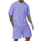 Men's crew neck T-shirt two-piece new style spring and summer striped yarn woven outdoor sports casual short-sleeved suit