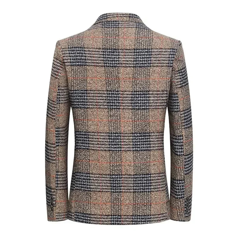 New Spring Autumn Men Plaid Blazers Jackets Male Korean Design Slim Suits Coats Business Casual Slim Fit Blazers Men's Clothing