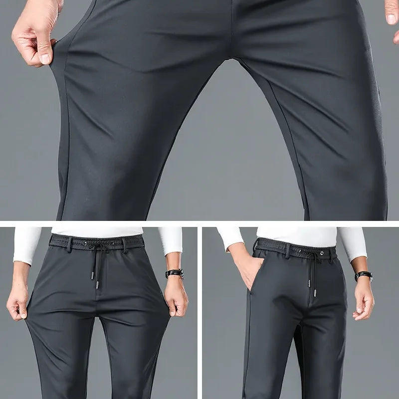Ice Silk Cool Mens Pants 2024 New Summer Thin Casual Outdoor Quick-drying Sweatpants Male Straight Baggy Casual Men Trousers