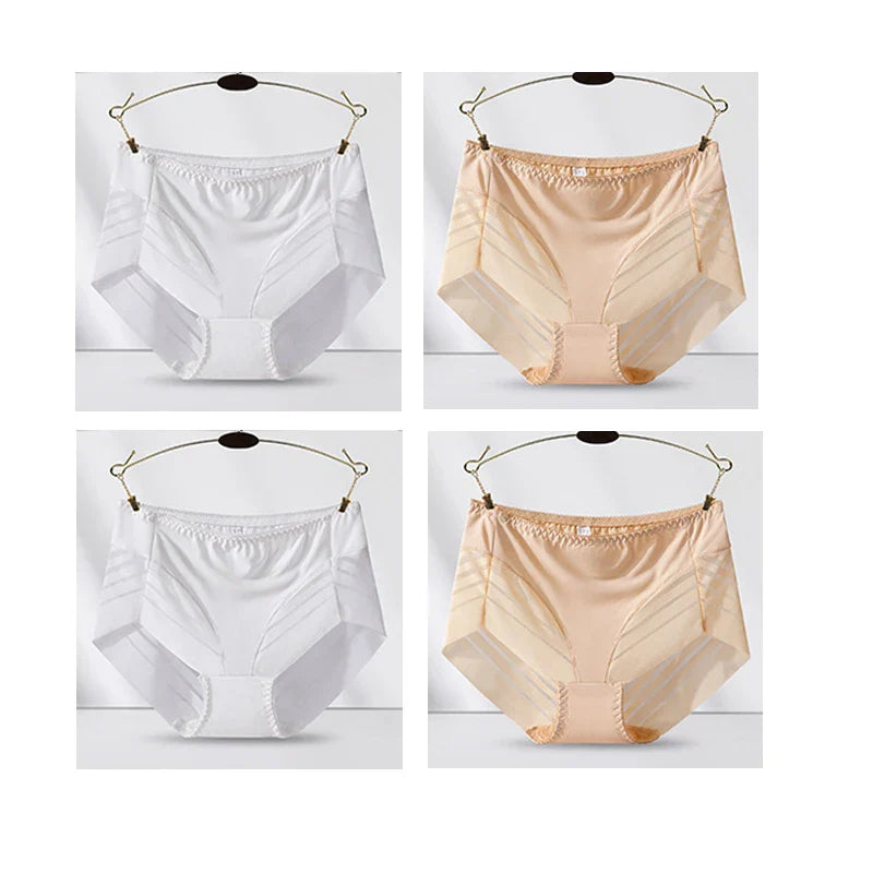 4pcs Sexy Lace Panties Women's Underpants Large Size Mid-Rise Waist Briefs Breathable Lift buttocks Female Underwear