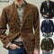 2025 Autumn Winter Men's Coat Jackets Corduroy Casual Suits With Shoulder Pads Fashion Lapel Long-Sleeved Solid Jacket Models