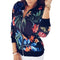 Women's Coat  Flower Leaves Print Sports Women Long Sleeve Baseball Jacket Zip Coat Baseball Uniform Autumn Women Coats
