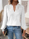 2024 Autumn Women's Clothing New Sexy V-neck Fashionable Lace Patchwork Solid Color Shirt Long Sleeved Shirt Women's Clothing