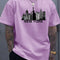Men's Suit New York PrintingTT-shirt Casual Fashion All-Matching round Neck Half Sleeve