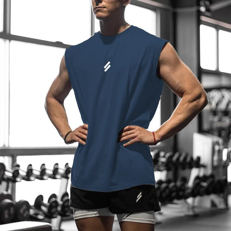 2025 Men's sports fitness vest, summer quick-drying mesh loose breathable comfortable running sleeveless T-shirt top
