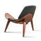 Mid Lounge Replica Solid Wood Three-Legged Shell Chair Ash Plywood Black Faux Leather Living Room Furniture Modern Leisure Chair